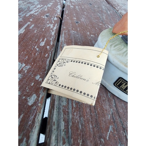 Vintage Porcelain 1970s Little Boy & Dog Music Box W/ Tag, Tested - Picture 2 of 7